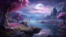 Fantasy Landscape, Blue And Purple, Mystery And Wonder
