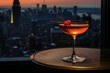 © rodrigodm22 - Metropolis Manhattan cocktail in city skyline setting, alcoholic beverages, alcoholic drink, elegant drink