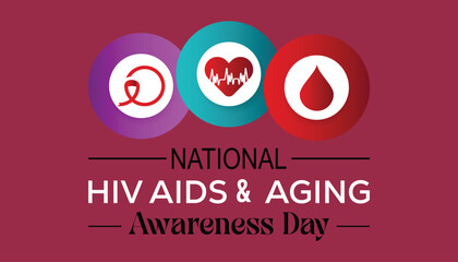 HIV AIDS and aging awareness day is observed every year on 25 September. banner, poster, card, background design.