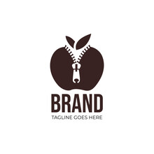 Apple And Zipper Logo Design Idea For Company, Brand, Store Or Business. Vector