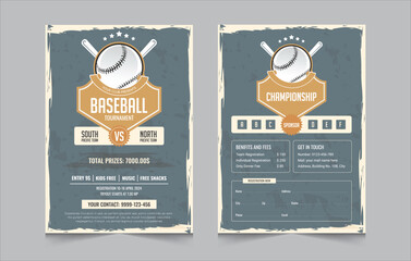 Baseball flyer design template, Double sided baseball tournament poster, vector illustration eps 10