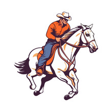 Cowboy Riding Horse Vector