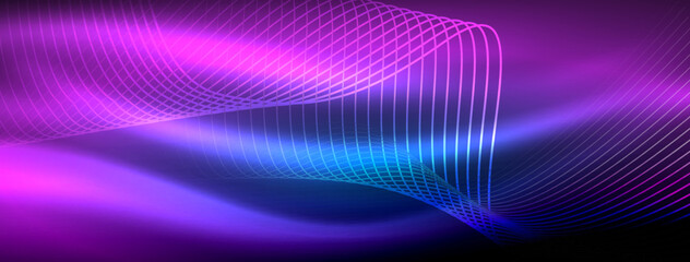 Glowing neon wave abstract background - vibrant, luminescent waves pulsate in a captivating and electrifying display