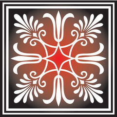 Vector red and black colored square ornament of ancient Greece. Classic tile pattern of the Roman Empire..