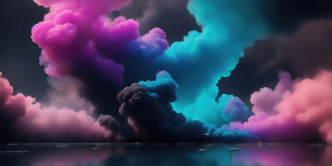 Colorful dark cloud background, generative ai