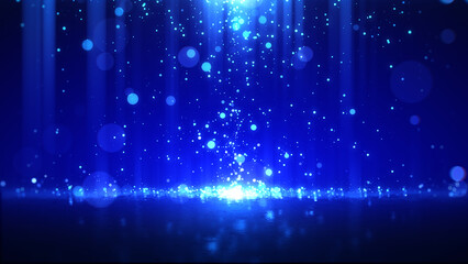 Wall Mural - blue bokeh fall on floor with shiny lights elegance abstract background.