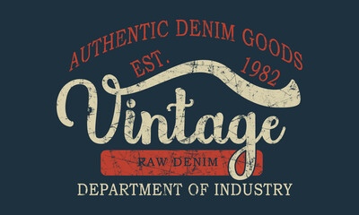 vintage authentic denim t-shirt graphic. typography vintage outfit brand logo print. retro artwork. 