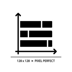 Sticker - Horizontal stacked column chart black glyph icon. Budget management. Demographic data. Information display. Silhouette symbol on white space. Solid pictogram. Vector isolated illustration