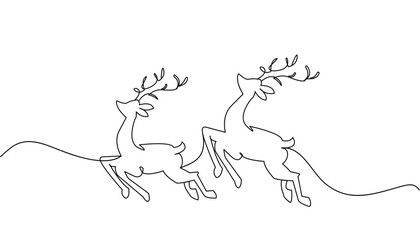 Wall Mural - christmas vector deer line art style eps 10