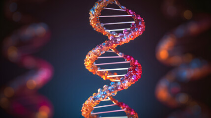 colorful dna double helix molecules