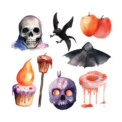 Wall Mural - set of watercolor halloween elements