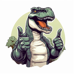 Sticker - Cartoon Dinosaur with Thumbs Up