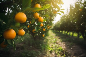 Orange tree farm. Generate Ai