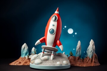 Poster - Red rocket porcelain startup. Generate Ai