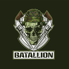 Wall Mural - Vector illustration of Skull army badge