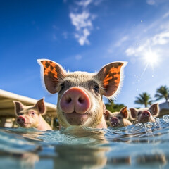 Wall Mural - Swimming Piglet