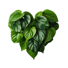 Sticker - Heart shaped dark green leaves of philodendron “Emerald Green” tropical foliage plant bush isolated on white background, clipping path included.