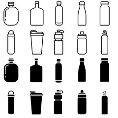 Wall Mural - Flask vector icon set. Thermos illustration sign collection. Bottle symbol or logo.
