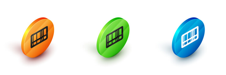 Poster - Isometric Barcode icon isolated on white background. Circle button. Vector