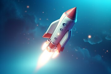 Poster - Red rocket startup. Generate Ai