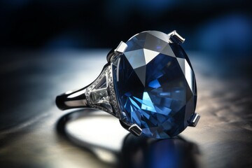 Poster - Sapphire blue ring stone. Generate Ai