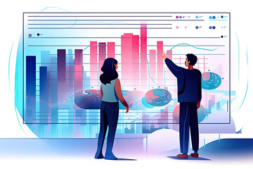 Poster - Business Duo Analyzing Charts on Monitors