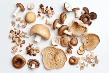 Poster - Set fresh mushrooms top view. Generate Ai