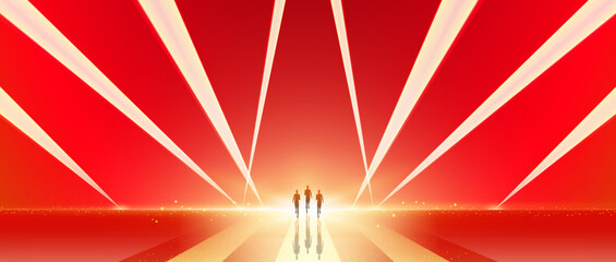 Wall Mural - abstract red background with lines