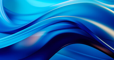 Wall Mural - Abstract 3D blue fluid twisted wavy glass morphism. Design visual element for background, wallpaper, banner, cover, poster or header