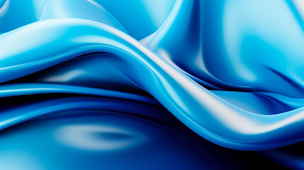 Poster - Abstract 3D blue fluid twisted wavy glass morphism. Design visual element for background, wallpaper, banner, cover, poster or header
