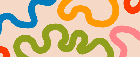 Aufkleber - Trendy vibrant patterns. Baby naive illustrations with lines. Simple vector background with texture and fur lines