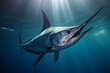 Swordfish, underwater view, Generative AI