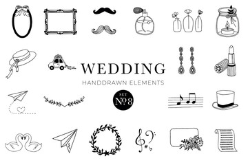 Wall Mural - Wedding handdrawn elements set, wedding illustrations, collection