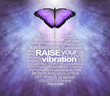Spiritual healing words and butterfly wall art to raise your vibration - flowing blue sparkle spiritual background with a mauve  butterfly above a perfect circular word cloud relevant to spirituality 