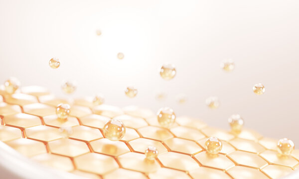 3D Collagen Skin Serum and Vitamin illustration isolated on soft color background. concept skin care cosmetics solution. 3d rendering.	