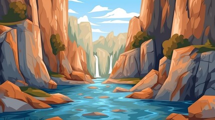 Wall Mural - abstract background gorges and canyon. banner design showcasing journey through stunning illustrated