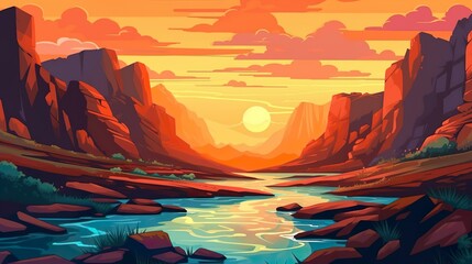Wall Mural - abstract background gorges and canyon. the depths of nature's wonders with an illustrated background