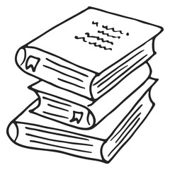 Wall Mural - book stack doodle. studying icon. reading symbol