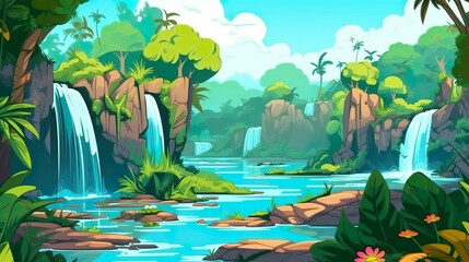 Wall Mural - abstract background waterfalls. banner design with a stunning illustration of a cascading waterfall 