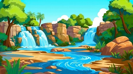 Wall Mural - abstract background waterfalls. the power and serenity of a waterfall in nature with an evocative il