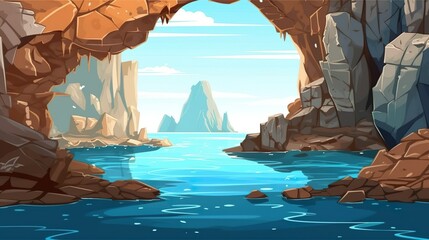 Wall Mural - abstract background rocky island. depth to ocean background with a stunning illustration of a pictur