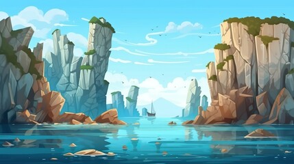 Wall Mural - abstract background rocky island. wonder with a nature-themed banner design showcasing an illustrati