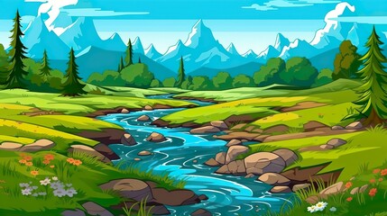 Wall Mural - Abstract background national park. Nature's wonders with an illustration of a breathtaking national park as mountains background. Generative AI.