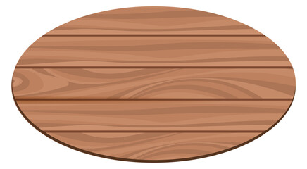 Canvas Print - wooden panel. oval signboard with natural plank texture