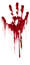 Horror Bloody Mark. Red Handprint With Dripping Texture
