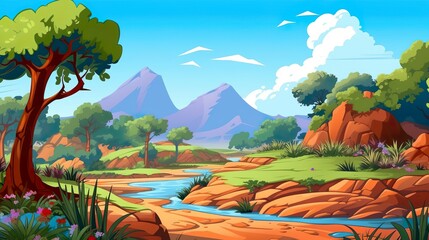 Wall Mural - abstract background national park. the tranquility of nature with an illustration depicting a serene