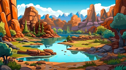 Wall Mural - abstract background national park. illustration of a breathtaking national park for nature backgroun