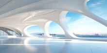 Abstract Architecture Background, Futuristic White Arched Interior 3d Render