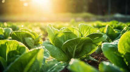 Wall Mural - cabbage or lettuce field. agriculture