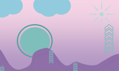 Wall Mural - pink globe background design with geometric shapes in minimalist style